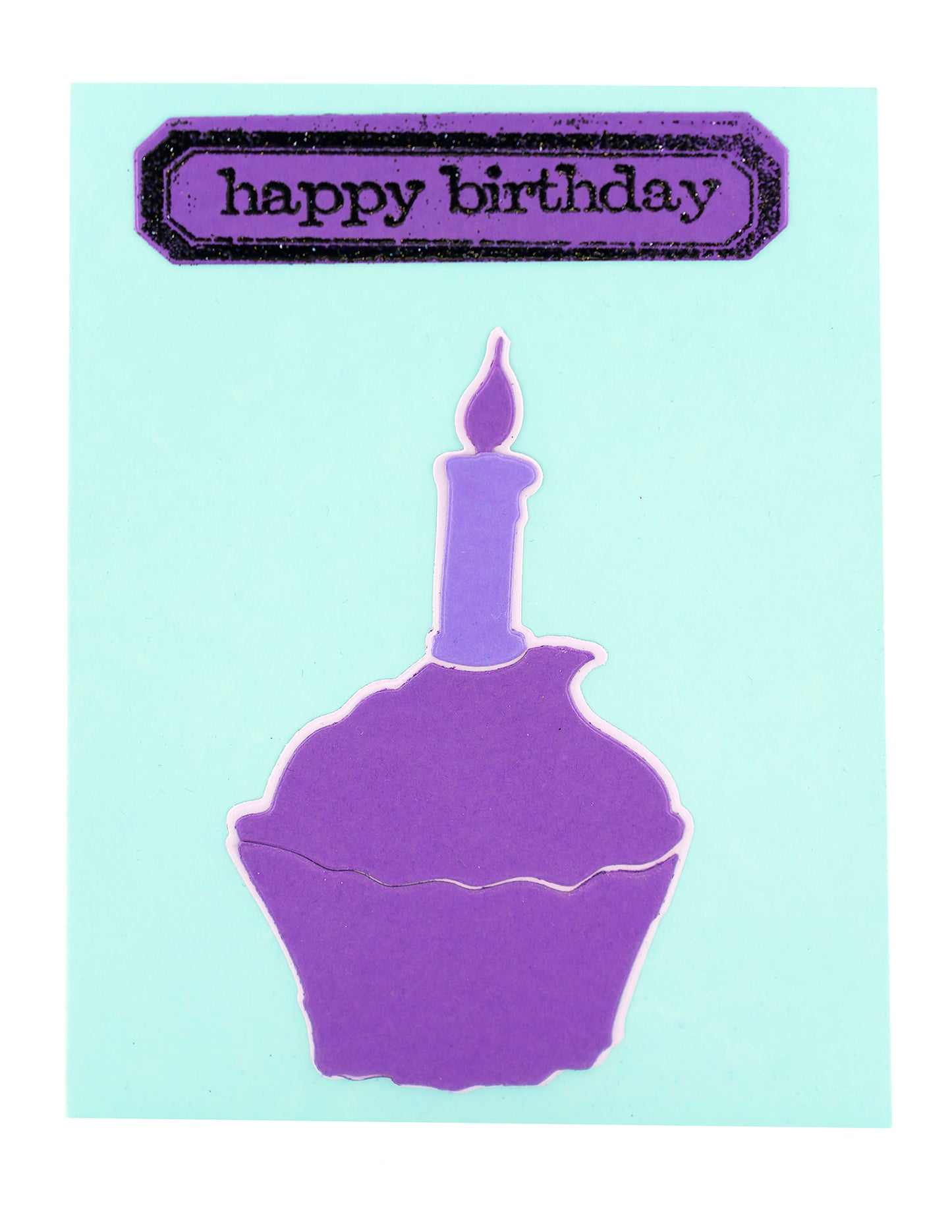 Lavender Velvet Cupcake cupcake pieces to be placed together- cupcake liner, frosting, candle, light.