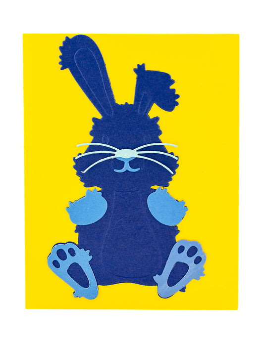 Bunny Meadow Delight Pink or Blue for spring, Easter or baby showers with a tactile bunny, one pink bunny one blue bunny. The bunny has feet, nose, whiskers, tail and back of bunny to be attached.