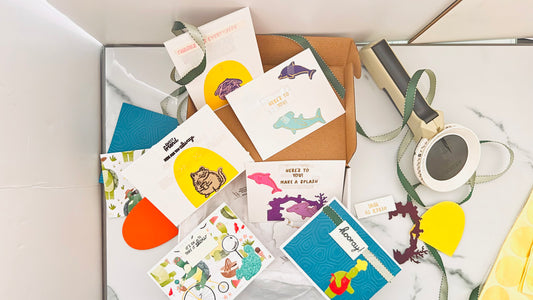 July Box stylized_ocean_friends_Make_a_Splash_and_here_s_to_you_turtle_with_a_balloon_Here_for_you_always_cat_and_bunny_with_a_flower_sweet_friend_here_for_you_always_and_Thanks_For_Everything